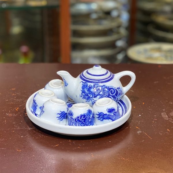 Bộ Âm Chén Trà Thờ Men Lam