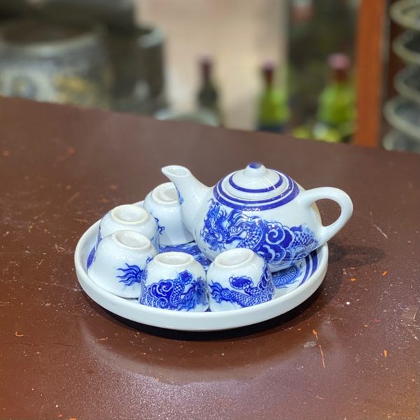 Bộ Âm Chén Trà Thờ Men Lam
