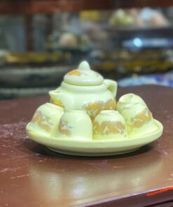 Bộ Ấm Chén Trà Thờ Men Vàng Ngà