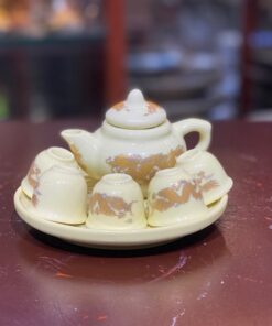 Bộ Ấm Chén Trà Thờ Men Vàng Ngà