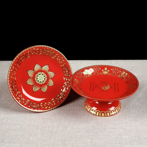 Mâm Bồng Thờ Sứ Gấm Đỏ