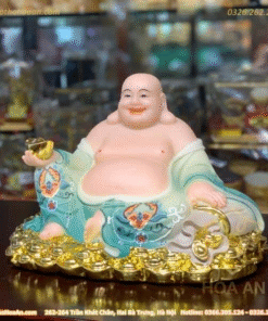 Di Lặc Bột Đá Áo Gấm Xanh