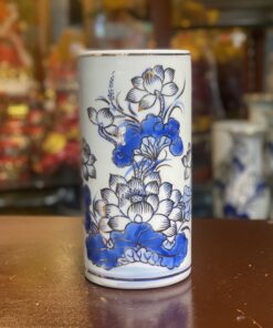Ống Hương Men Lam Vẽ Vàng 24K
