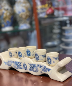 Kỷ Ngai Nước 5 Chén Men Rạn Vẽ